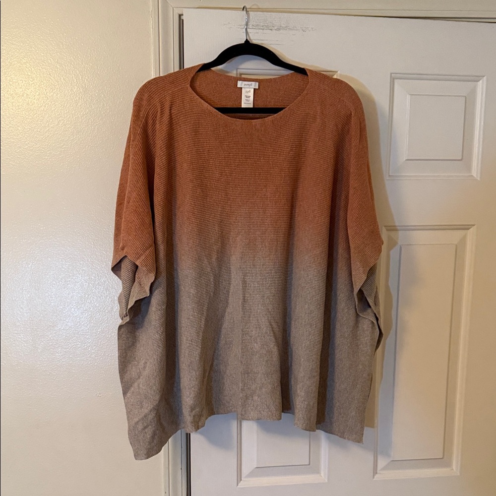 Orange and Gray Ombre poncho style top